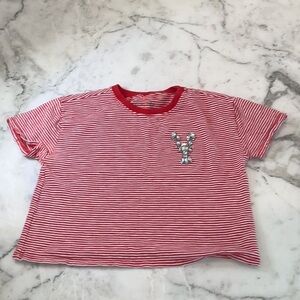 Crewcuts Red and White Striped Short Sleeve Tee